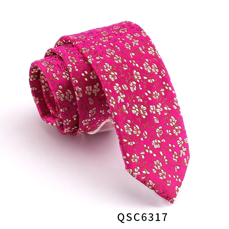 QSC6317 Высокое качество новые дизайнерские бренды модные деловые повседневные 7 см тонкие галстуки для мужчин галстук счастливый красный свадебный с подарочной коробкой - Цвет: QSC6317