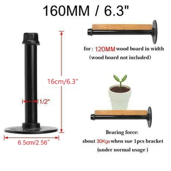 

1pc Set Bracket Wood Rack Pipe Shelf Furniture Parts Black DIY Clothing Holder