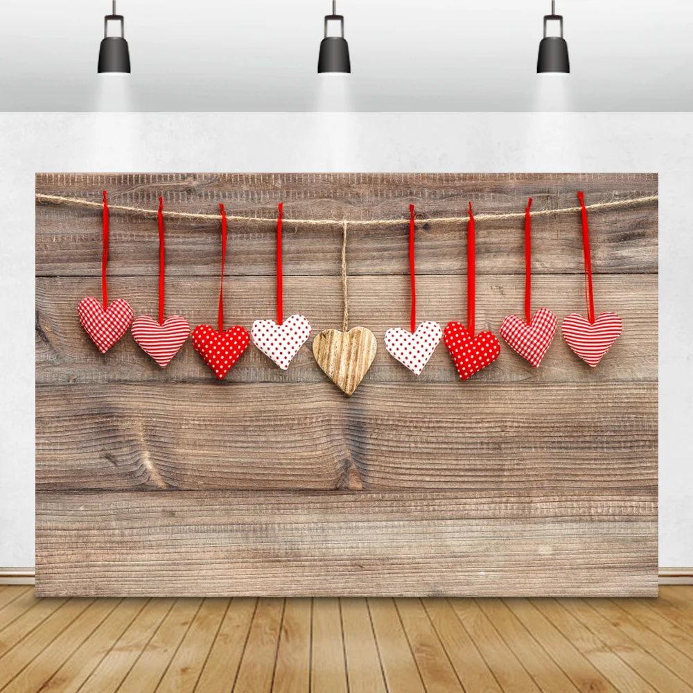 

Laeacco Wooden Board Heart Charms Photography Backdrop Newborn Baby Portrait Photography Background For Photo Studio Photocall