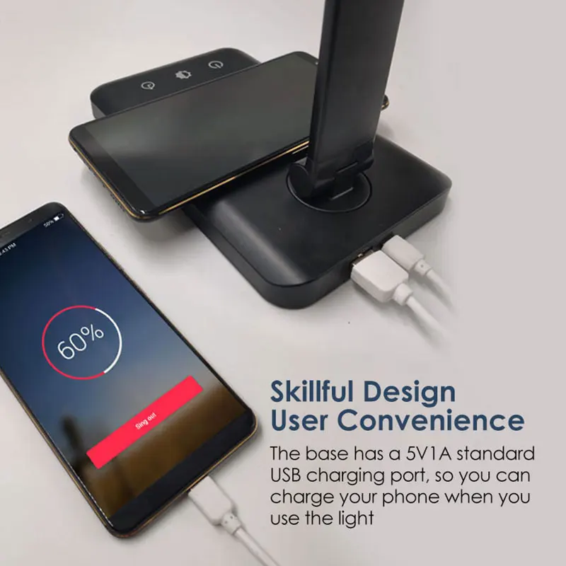 LED Reading Light Stepless Dimmable Foldable Rotatable Table Lamp Touch Switch USB Charging Timing Desk Lamp настольная лампа