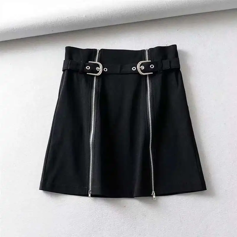Skirts UIDEAZONE готические трапециевидные женские мини-юбки в стиле пэчворк с разрезом на молнии, с завышенной талией в стиле хип-хоп, юбка для девочек, уличная одежда Goth - Цвет: Skirts