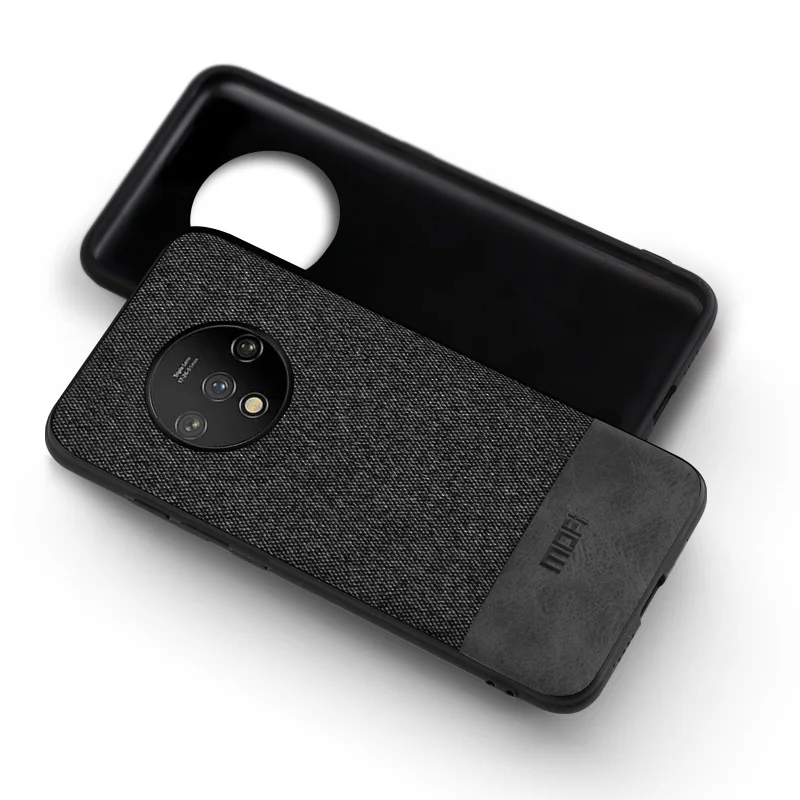 black with gray Для oneplus 7t чехол противоударный MOFi one plus 7t pro ткань силиконовый корпус coque 1+ 7t задний жесткий чехол - Цвет: black with gray