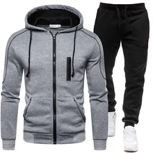 Men Two Piece Suit Tracksuit Autumn Winter Men's Zipper Hoodies Jackets + Sweatpants Hooded Casual Sets Male Clothes Sport Suits