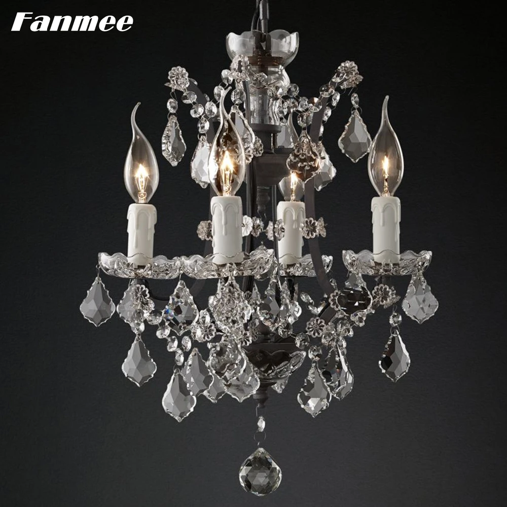 19th C. Круглая железная и Хрустальная люстра Rococo винтажный светодиодный