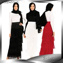 Lugentolo, Женская юбка, модные, вечерние, повседневные, свободные, нерегулярные, с кисточками, темперамент, мусульманские, одноцветные, для девушек, элегантные, удобные, длинные юбки
