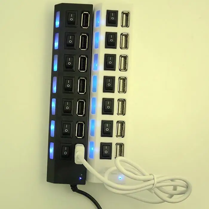 7 usb портов USB 2,0 концентратор 1,5 Мбит/с/12 Мбит/с/480 Мбит/с 500 мА независимый переключатель дома, офис черный