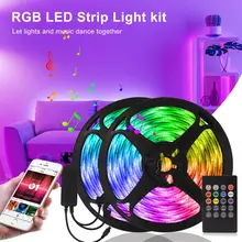 12V Bluetooth Светодиодная лента светильник RGB SMD 5050 5 м гибкая лента Цвет изменение музыкальной синхронизации умный светодиодный светильник для д...