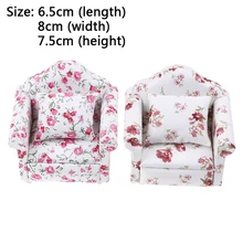 Мягкий мини-диван с цветами для кукол, мини-мебель, игрушка для ролевых игр, 1:12, игрушка для девочек, подарки, детское украшение, миниатюрный кукольный домик