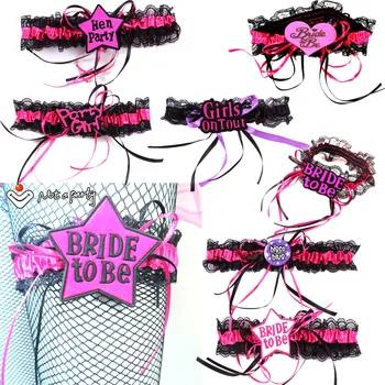 

10pcs wholesale Bachelorette wedding event garter leg lace ribbon band Bride to be girls night out event party DIY decoration