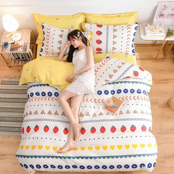 

ING All-Cotton Sanding Four-Piece Thickening 100% Cotton Bed Sheet Three Sets of Quilt Cover Bedding Fashion Bedding Set luxury