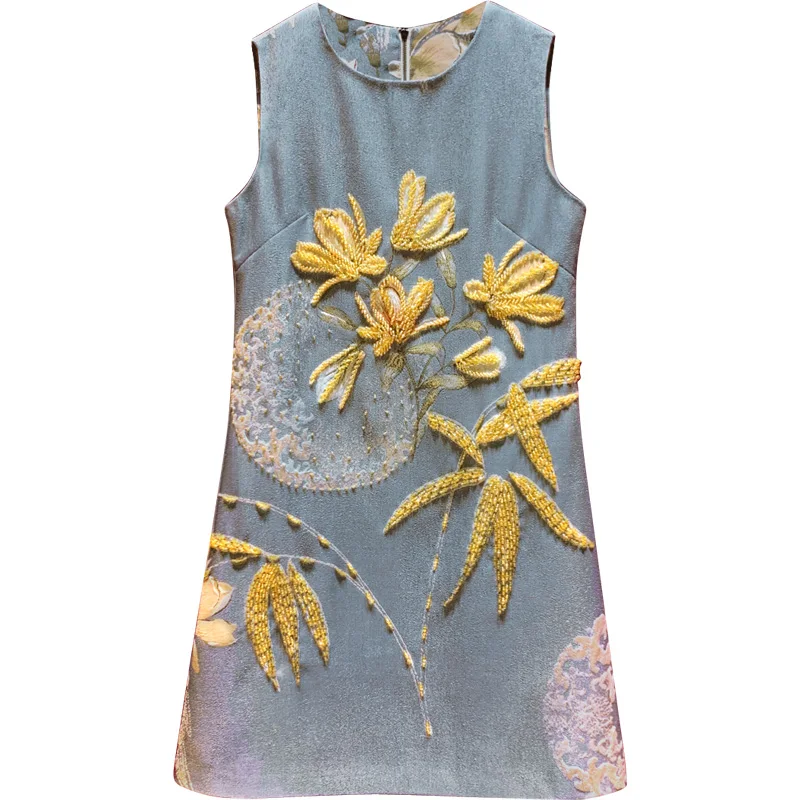 New outfit high end custom Chinese wind heavy nail bead show thin vest dress elegant temperament