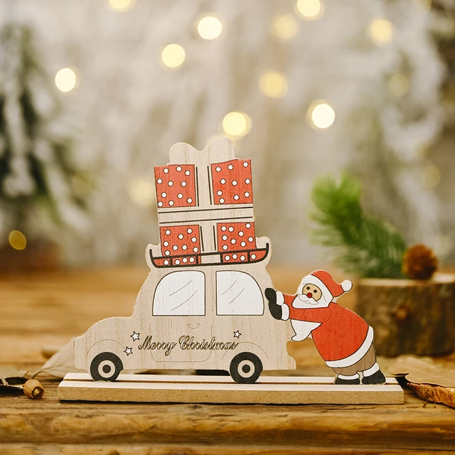 Nouvelles décorations de voiture en bois de noël, ornements d