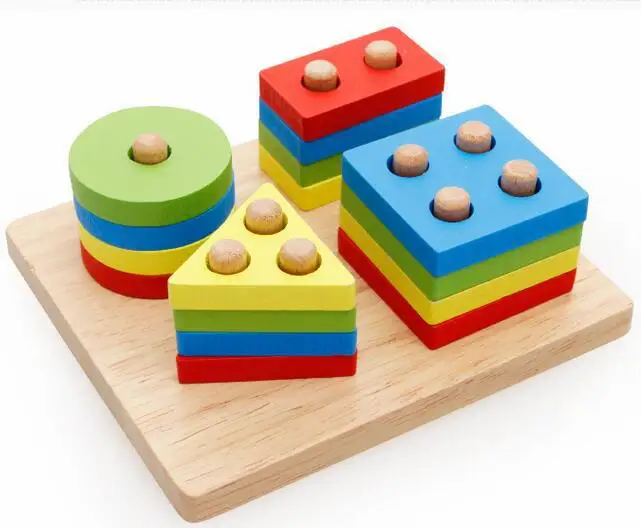 Материалы montessori Математика Геометрия познавательный здания лего для обучения, сборный Обучающие игрушки деревянные игрушки Форма рассчитывать Геометрическая матч