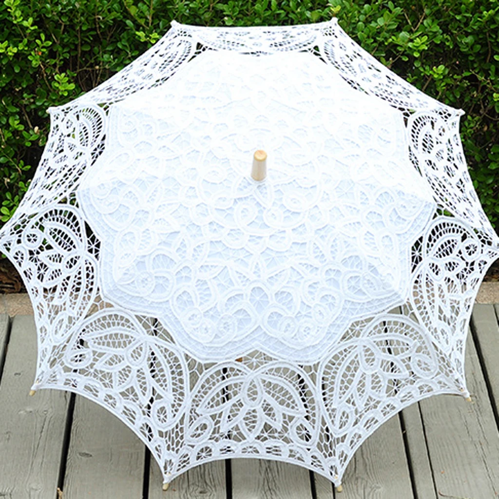 

Elegant Lace Bridal Parasol Wedding Party Sun Umbrella Romantic Fancy Decor
