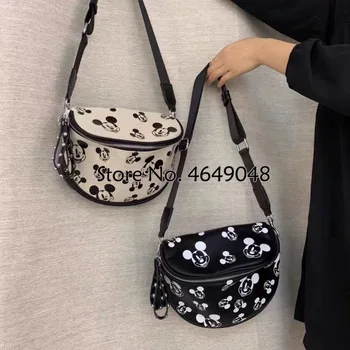 

Disney mickey mouse messenger shoulder bag girl High capacity women canves shopping bag cartoon shoulder bag lady handbag tote