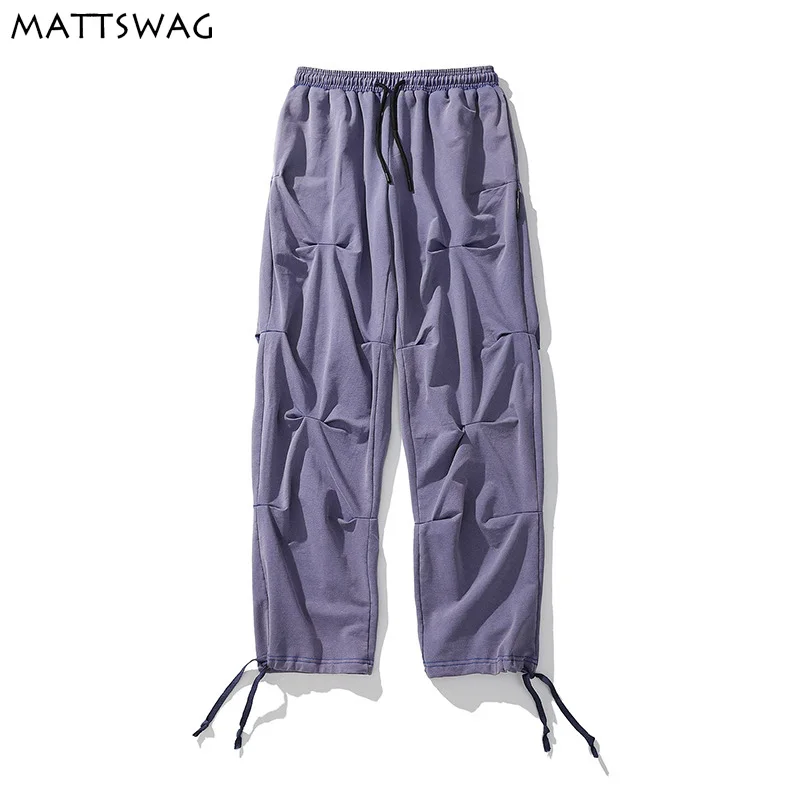 Мужские длинные брюки MATTSWAG в стиле хип-хоп фиолетовые складки для мужчин 2020