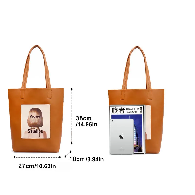 Koop Vrouwen Handtas Vrouwen Tassen Pu Lederen Grote Schoudertas Vrouwelijke Designer Vintage Top Handvat Tas Dames Tote Bag afdrukken