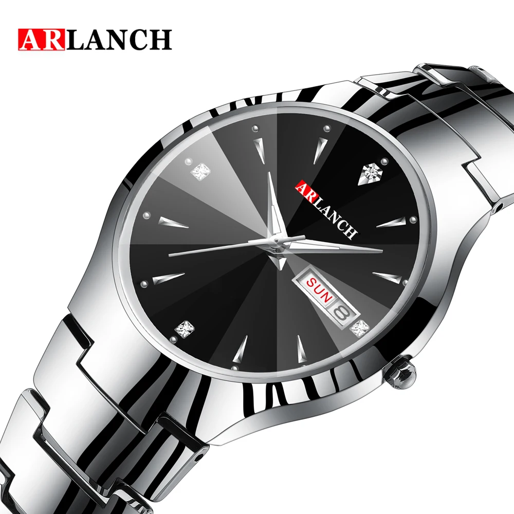 

ARLANCH Double Calendar Men's female male women Waterproof Casual Watch Tungsten Steel Couples Women's Fashion Diamond Watches