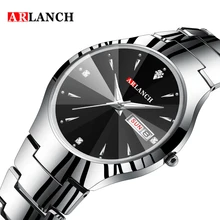 ARLANCH Double Calendar Men's female male women Waterproof Casual Watch Tungsten Steel Couples Women's Fashion Diamond Watches