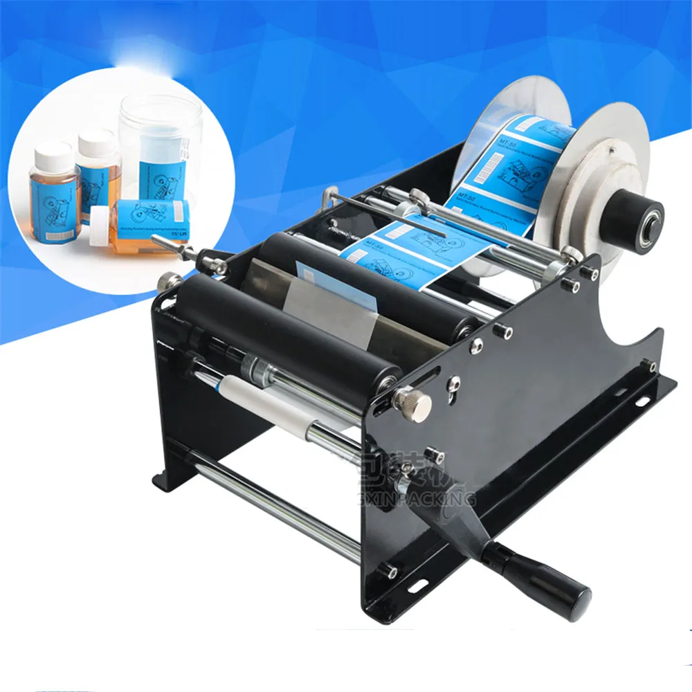 

Manual Labeling Machine Adhesive Sticker Roll Labeler Handle Small Labeling Packing Machine for Round Plastic Wine Bottles