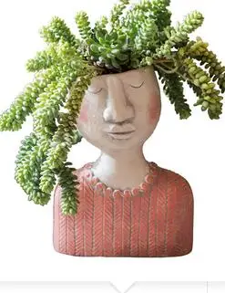 

NORDIC CONCRETE FACE VASES INS WHITE CONCRETE ART CRAFT HUMAN FACE VASE FOR FLOWER HOME GARDEN DECOR SUCCULENT POT MODERN STYLE