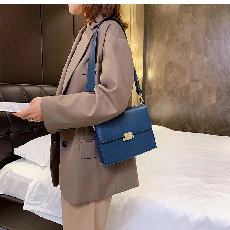 Ретро модная женская квадратная сумка через плечо Новая высококачественная кожаная женская дизайнерская Повседневная сумка через плечо с широким ремешком