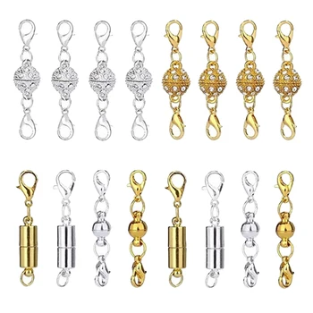 

16 Sets Assorted Magnetic Metal Lobster Clasps Hooks Bracelet End Connectors For Jewelry Making DIY Necklace Buckle