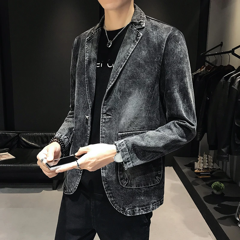 YASUGUOJI New Fashion Mens Denim Blazer 