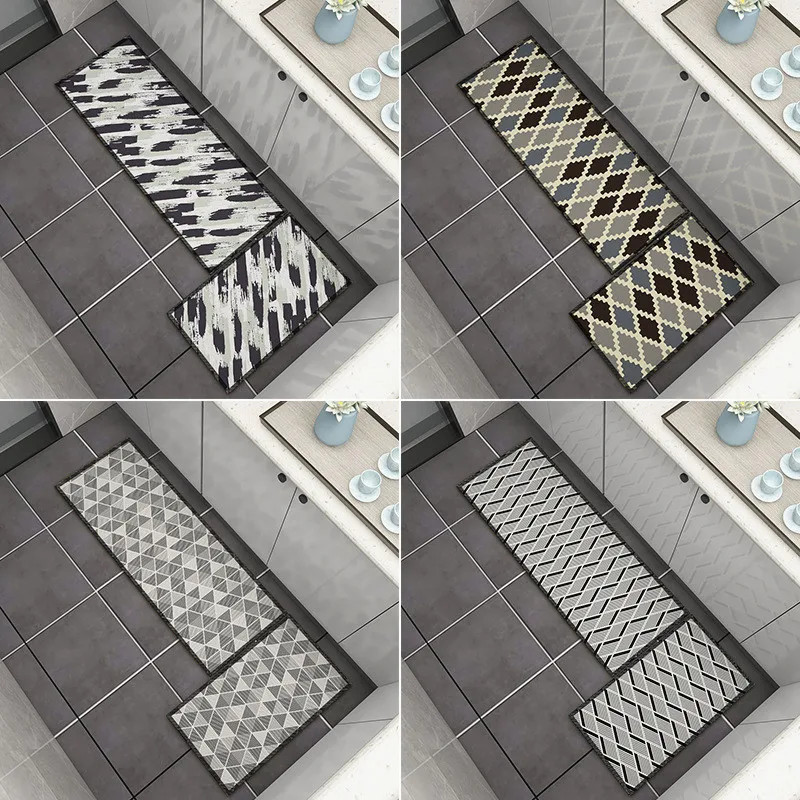 

Kitchen Mat Non-Slip Doormat Living Room Bedroom Carpet Balcony Bathroom Mat Toilet Hallway Porch Modern Rug Machine Washable