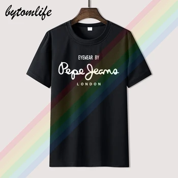 

2020 Newest Eyewear By Pepe-Jeans-LONDON Retro T Shirt Men's Summer Black 100% Cotton Short Sleeves O-Neck Tee Shirts Tops Tee