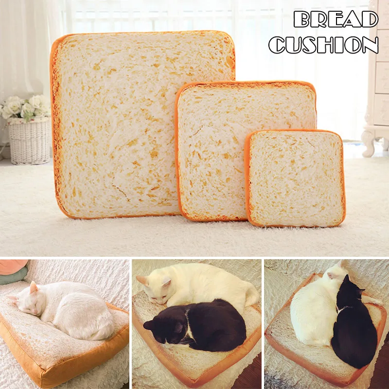 

Newly Bread Cats Bed Toast Bread Slice Style Pet Mats Cushion Soft Warm Mattress Bed for Cats Dogs TE889