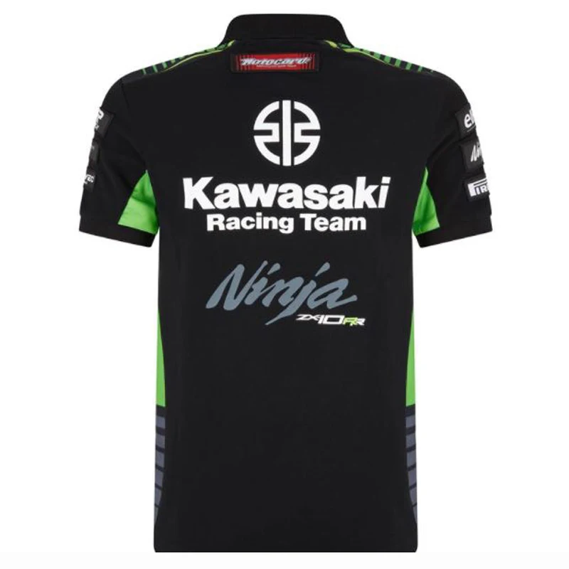 Футболка-поло для мотоцикла kawasaki Racing Team, хлопковая Футболка-поло для верховой езды с коротким рукавом, дышащая футболка-поло