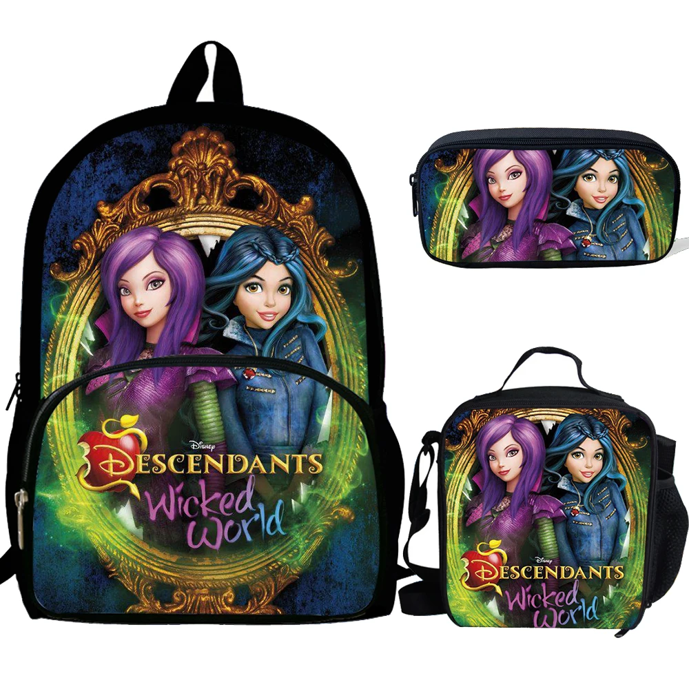 

3PCS Descendants 3 Backpack Boys Large Capacity Book Bag Casual Daypack School Bag and Pencil Case Mochila Teenage Girls Bag