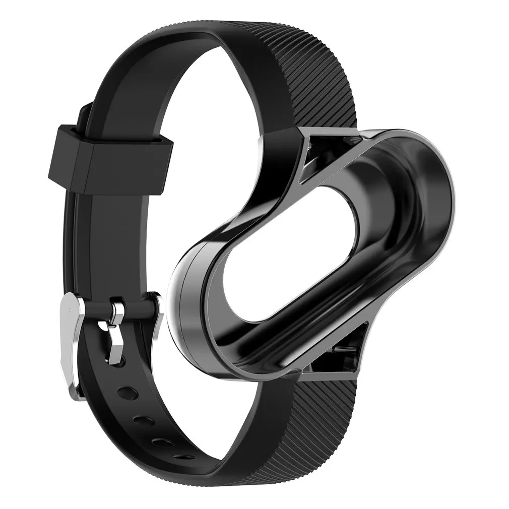 Сменный металлический ремешок для Xiaomi Mi, браслет 4, 3, умный спортивный браслет, ремешок, смарт-кольцо для Xiaomi Mi, браслет 4, 3 - Цвет: Черный
