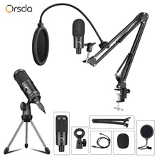 Orsda-micrófono de condensador USB para grabación de ordenador, ajuste de volumen, plug and play, uso doméstico, grabación de escenario