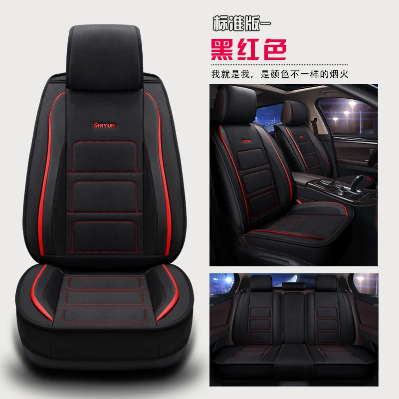 Авто Полное покрытие чехлы на сиденья льняное волокно чехол на автомобильное сиденье для SUZUKI sx4 scross grand vitara SUZUKI escudo - Название цвета: black Red