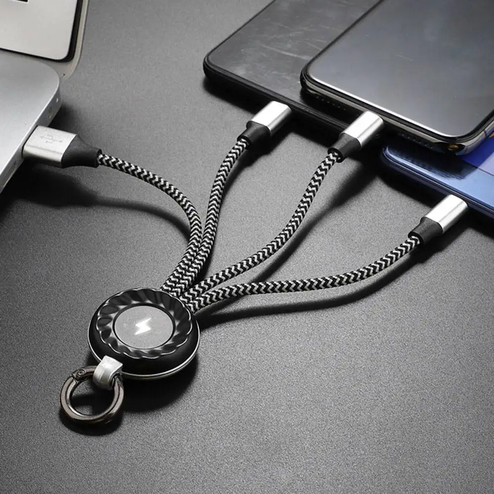 KISSCASE 3 в 1 брелок USB зарядное устройство кабель Micro usb type C светильник ing зарядный кабель Линия для мобильных телефонов провод шнур светодиодный светильник