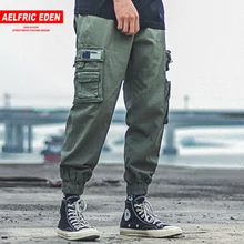 Aelfric Eden Лоскутная молния карманы с буквенным принтом брюки карго мужские хип хоп Harajuku Уличная Повседневная Мужская брюки джоггеры