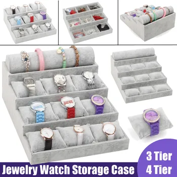 

3/4 Tier 10 Compartment Bracelet Display Velvet Jewelry Organizer Holder Stand Bangles Jewelry Display Holder Storage Rack