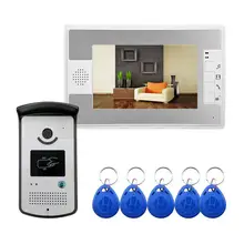 Sonnette vidéo avec écran LCD de 7 pouces, interphone vidéo avec caméra RFID, Vision nocturne infrarouge