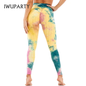 

IWUPARTY Hot Jacquard Tie-dye Bubbles Sport Leggings High Waist Anti Cellulite Legging Push Up Fitness Leggins Women Activewear