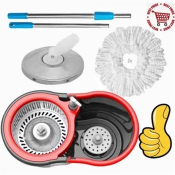 

360 FLOOR MAGIC SPIN MOP BUCKET SET MICROFIBER ROTATING DRY HEAD WITH 2 HEADS