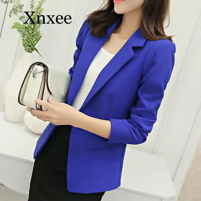 Spring Notched Women's Blazer Black White Office Lady Coat Long Sleeve Blazers Women 2020 Single Button Fashion Workwear Jacket