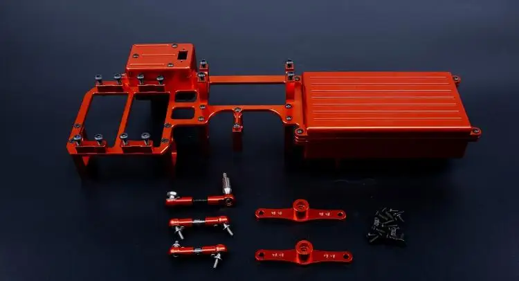 Алюминиевая коробка оборудования. Двойной сервопривод лоток для rofun LT грузовик, SLT грузовик, losi 5ive T - Цвет: orange