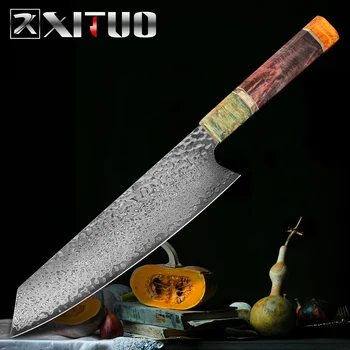 

XITUO Kitchen Chef Knife 8 Inch Damascus Forged Sharp Professional Meat Cleaver Nakiri Gyuto Santoku Kinves Stable Wooden Handle