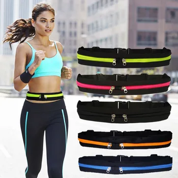 

Nylon Waist Pack Double Pocket Waterproof Casual Traveling Running Sport Small Bag Belt Phone Bag for Women Men