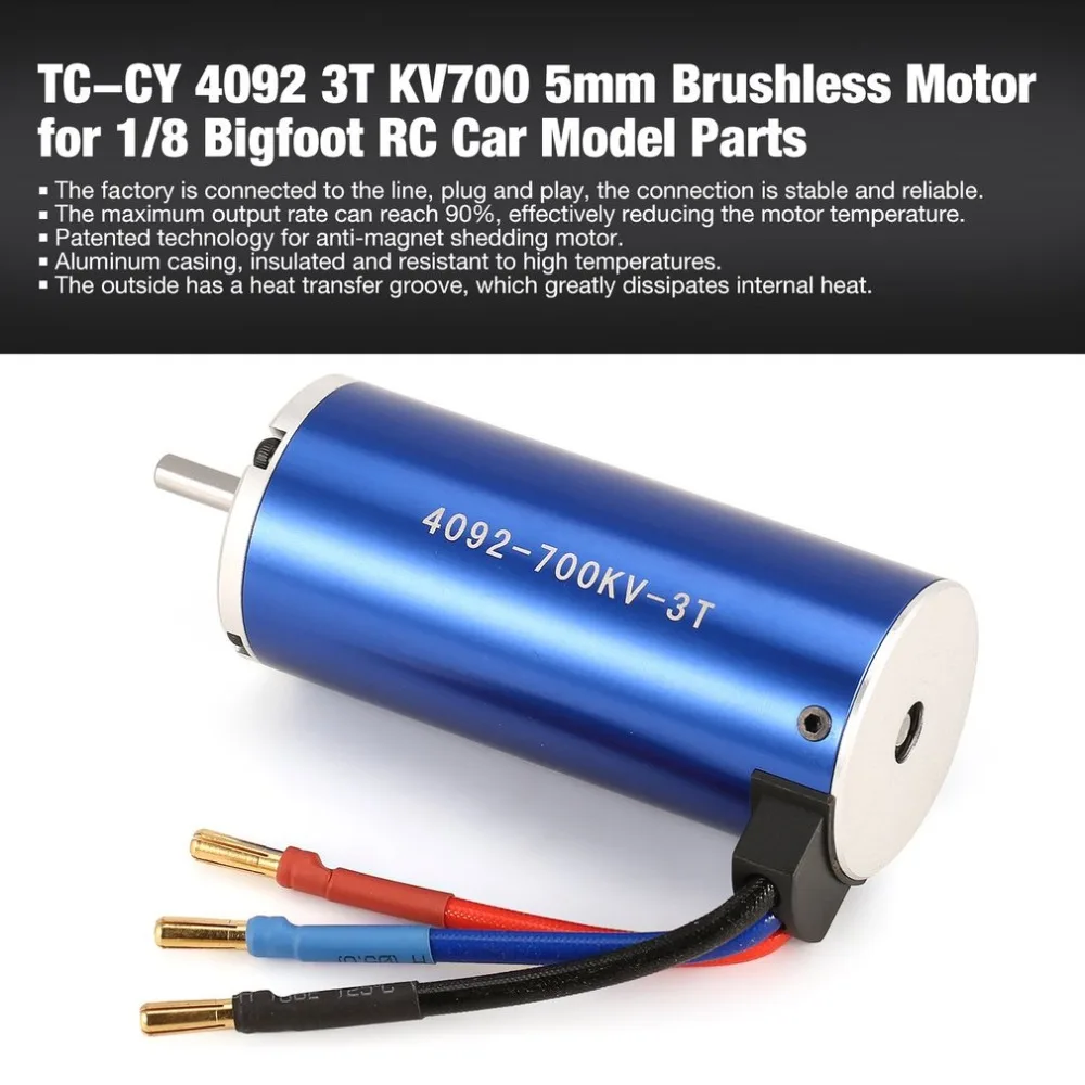 

TC-CY 4092 3T KV700 5mm Sensorless Brushless Motor for 1/8 Bigfoot RC Car Model Spare Parts Accessories Component