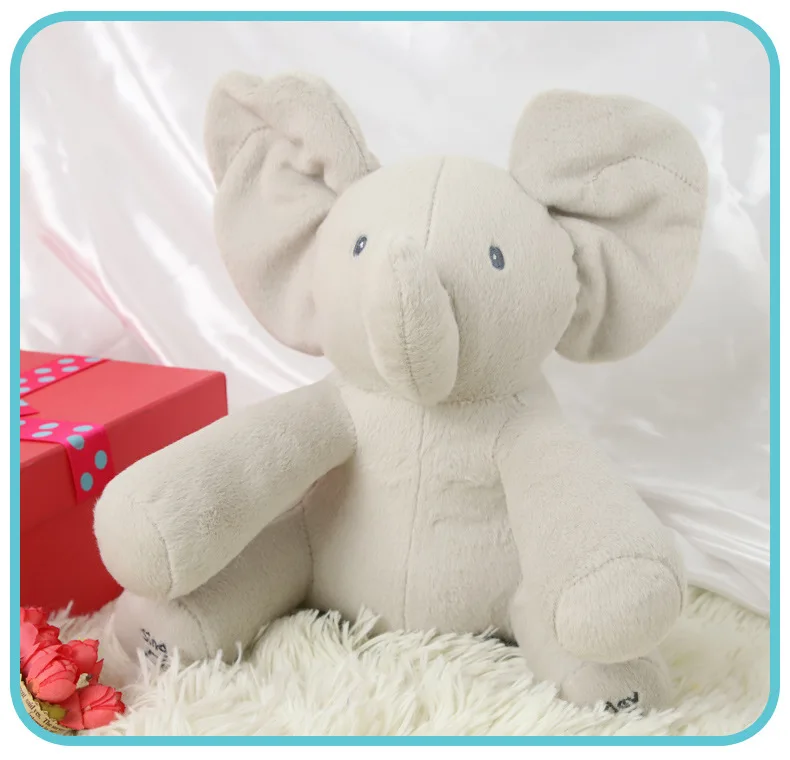 Elephant Peekaboo Will Sing with Music Elephant Cover Eyes Baby Elephant Doll Children Accompanying Toys Plush Toys for Children