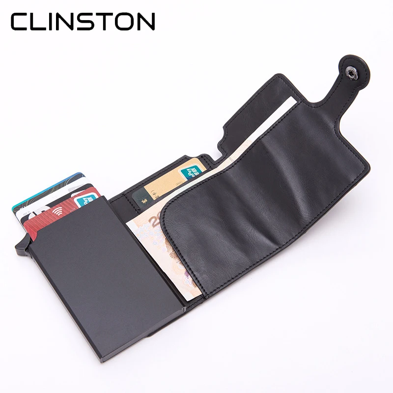 Новинка 2020 мужские кожаные кошельки на застежке для карт RFID Блокировка маленький