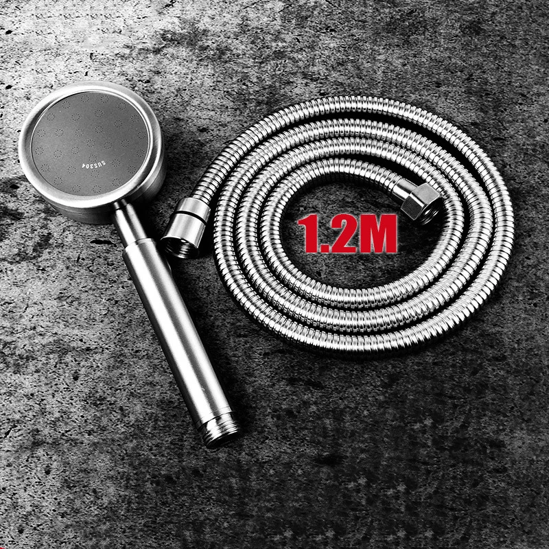 2pcs set 1.2m pipe Новая супер герметичная водосберегающая насадка для душа из нержавеющей стали, ручная Круглая Панель для душа, маленькое отверстие для душа для ванной комнаты - Цвет: 2pcs set 1.2m pipe